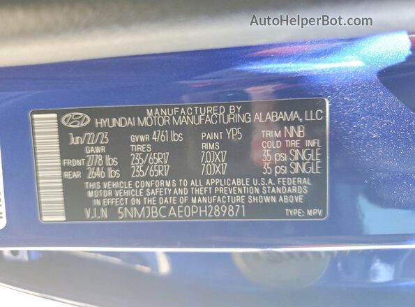 5NMJBCAE0PH289871 2023 HYUNDAI TUCSON Blue 
