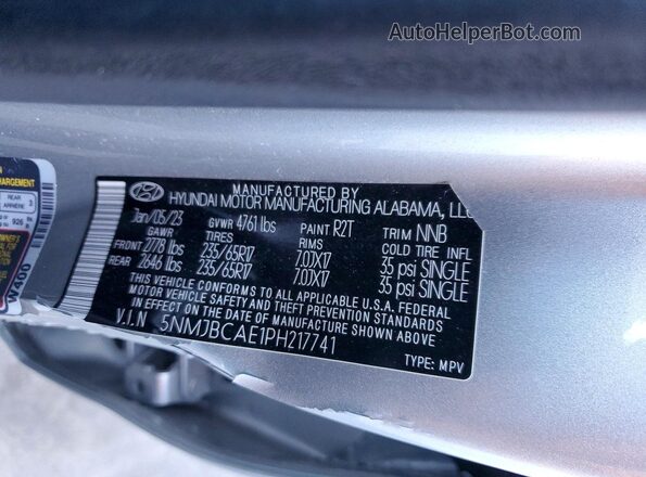 5NMJBCAE1PH217741 2023 HYUNDAI TUCSON Silver ძრავის განყოფილების ხედი
