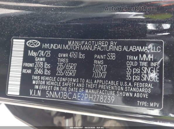 5NMJBCAE2PH278239 2023 HYUNDAI TUCSON Black ძრავის განყოფილების ხედი