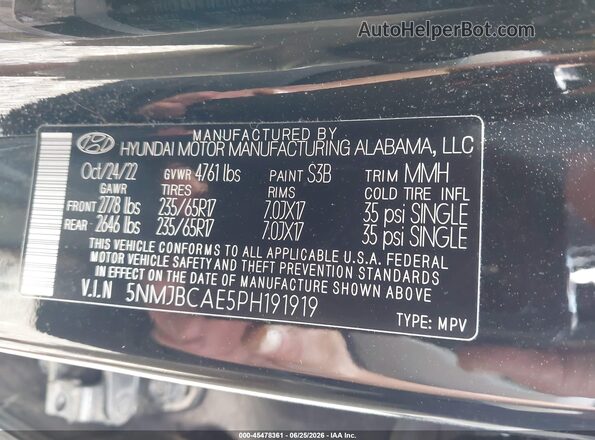 5NMJBCAE5PH191919 2023 HYUNDAI TUCSON Black Շարժիչի բաժամունքի տեսք
