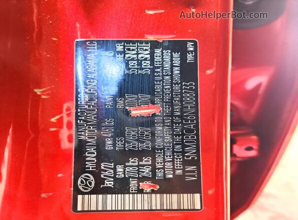 5NMJBCAE6NH088733 2022 HYUNDAI TUCSON Red 