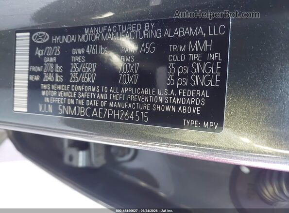 5NMJBCAE7PH264515 2023 HYUNDAI TUCSON Gray ძრავის განყოფილების ხედი