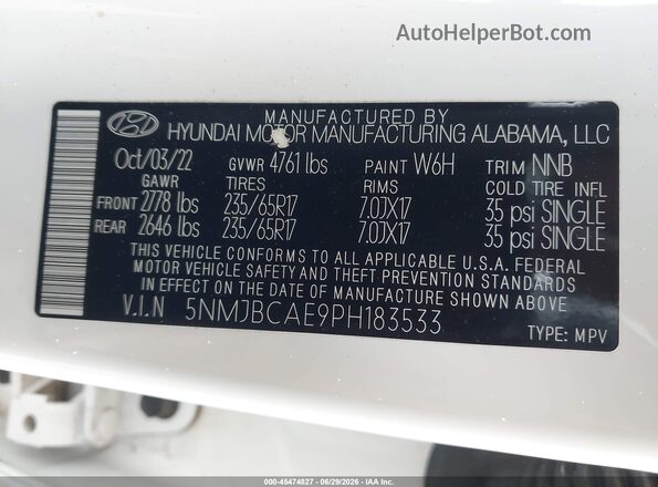 5NMJBCAE9PH183533 2023 HYUNDAI TUCSON White Widok komory silnika