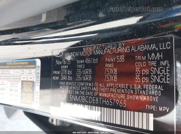 5NMJBCDE8TH657963 2026 HYUNDAI TUCSON Black ძრავის განყოფილების ხედი