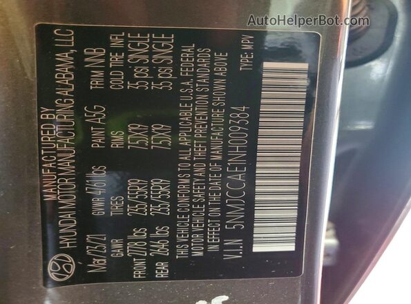 5NMJCCAE1NH009384 2022 HYUNDAI TUCSON Gray 