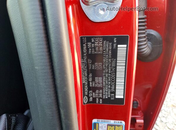 5NMJCCDE5TH718862 2026 HYUNDAI TUCSON Red Widok wnętrza 360 stopni