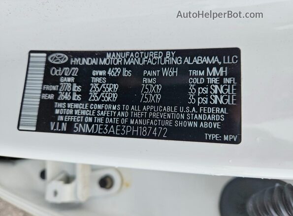 5NMJE3AE3PH187472 2023 HYUNDAI TUCSON White 
