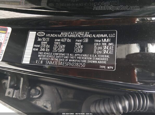 5NMJE3AE5PH228250 2023 HYUNDAI TUCSON Черный Вид подкапотного пространства