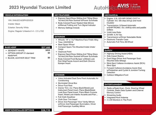 5NMJECAE0PH203529 2023 HYUNDAI TUCSON White 