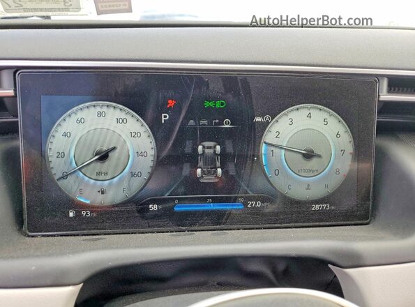 5NMJECAE2NH143606 2022 HYUNDAI TUCSON Blue ხელსაწყოთა პანელის ხედი
