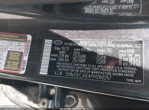 5NMJECAE4PH280257 2023 HYUNDAI TUCSON Gray Widok komory silnika