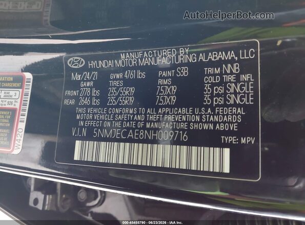 5NMJECAE8NH009716 2022 HYUNDAI TUCSON Black Engine compartment view