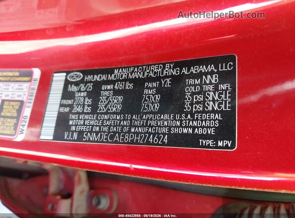 5NMJECAE8PH274624 2023 HYUNDAI TUCSON Red Vista del compartimento del motor