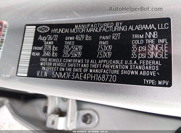 5NMJF3AE4PH168720 2023 HYUNDAI TUCSON Silver Widok komory silnika