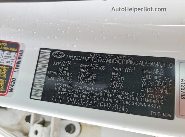 5NMJF3AE7PH290245 2023 HYUNDAI TUCSON Белый 