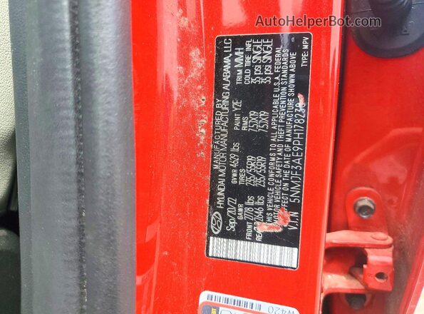 5NMJF3AE9PH178238 2023 HYUNDAI TUCSON Red VIN sticker view
