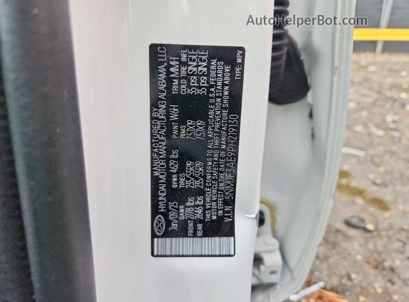 5NMJF3AE9PH219130 2023 HYUNDAI TUCSON Белый Вид наклейки с VIN-кодом