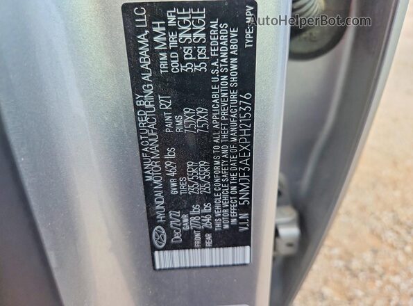 5NMJF3AEXPH215376 2023 HYUNDAI TUCSON Silver Vista del compartimento del motor