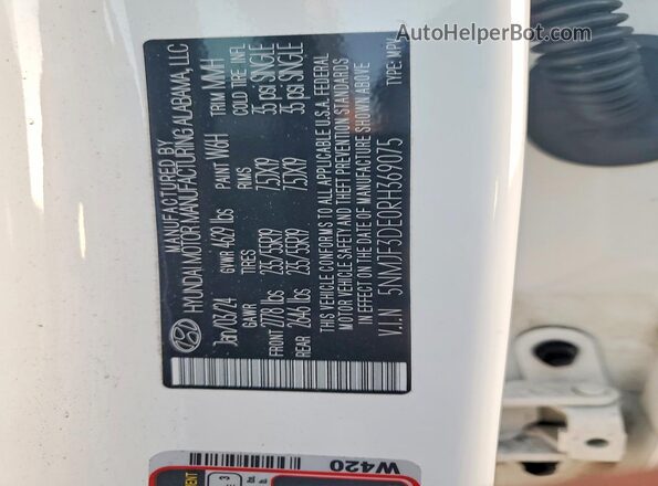 5NMJF3DE0RH369075 2024 HYUNDAI TUCSON Белый 