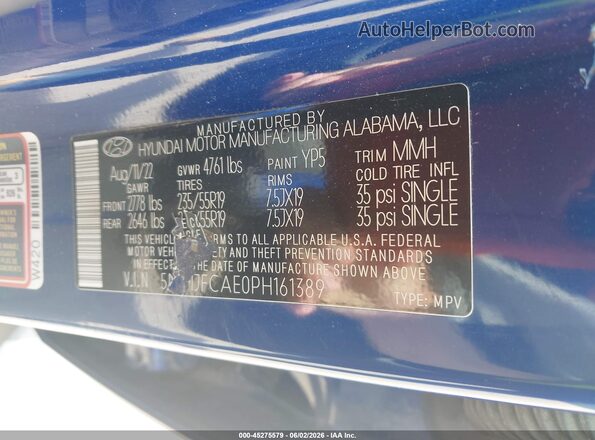 5NMJFCAE0PH161389 2023 HYUNDAI TUCSON Blue Vista del compartimento del motor