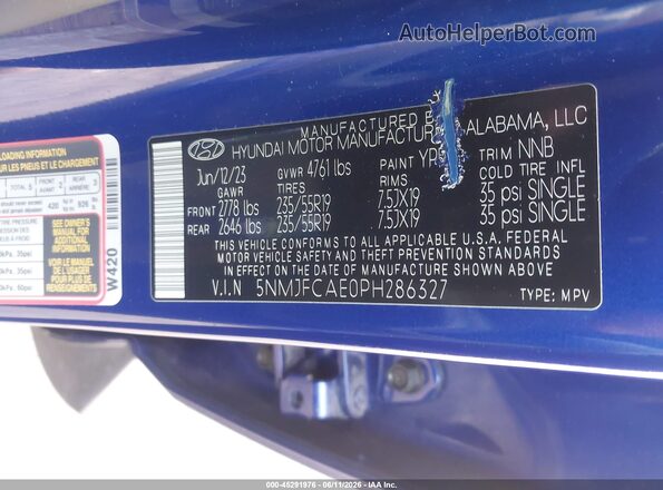 5NMJFCAE0PH286327 2023 HYUNDAI TUCSON Blue Engine compartment view