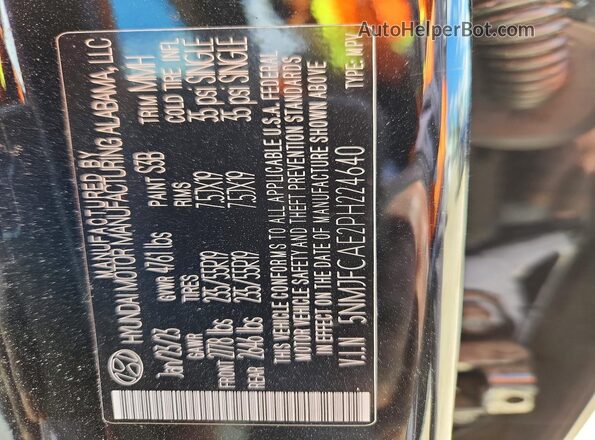 5NMJFCAE2PH224640 2023 HYUNDAI TUCSON Black Widok naklejki z numerem VIN