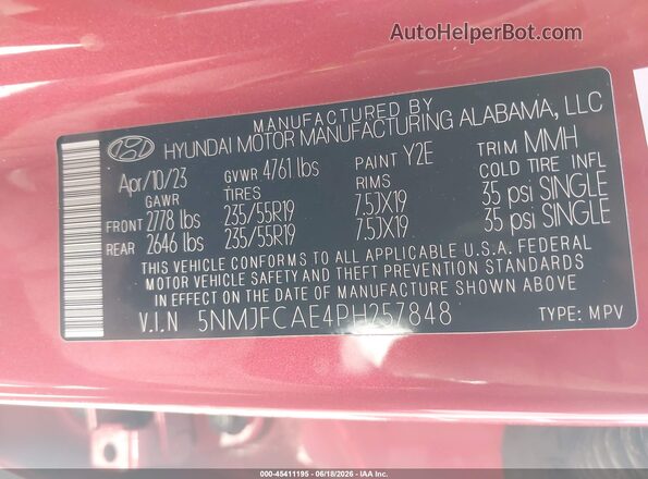 5NMJFCAE4PH257848 2023 HYUNDAI TUCSON Красный Вид подкапотного пространства