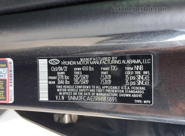 5NMJFCAE7PH183891 2023 HYUNDAI TUCSON Gray Vista del compartimento del motor
