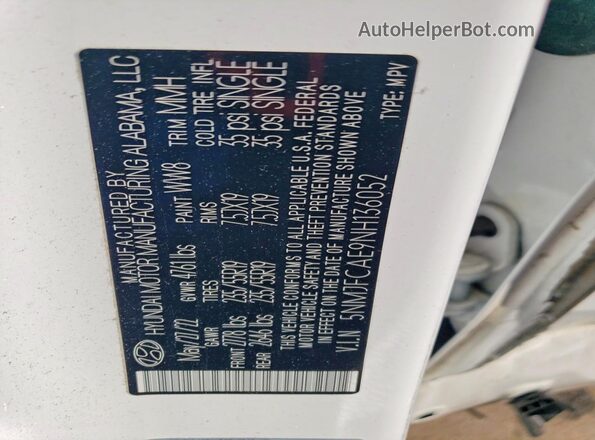 5NMJFCAE9NH136052 2022 HYUNDAI TUCSON White 