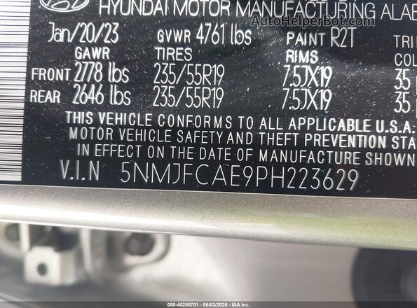 5NMJFCAE9PH223629 2023 HYUNDAI TUCSON Silver Շարժիչի բաժամունքի տեսք