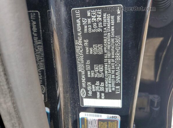 5NMMADTB8RH015801 2024 GENESIS GV70 Black VIN კოდის სტიკერის ხედი