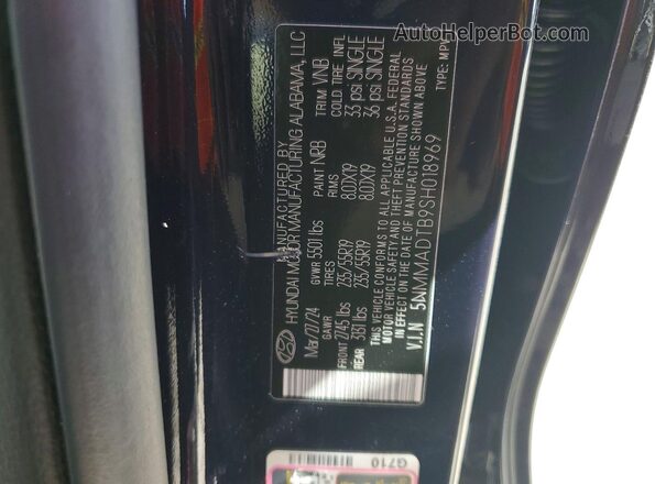 5NMMADTB9SH018969 2025 GENESIS GV70 Blue VIN կոդի պիտակի տեսք