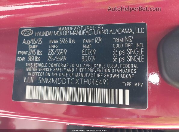 5NMMDDTCXTH046491 2026 GENESIS GV70 Red Vista del compartimento del motor