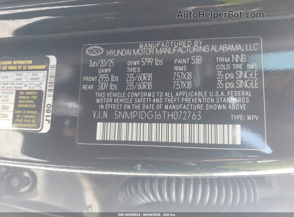 5NMP1DG16TH072763 2026 HYUNDAI SANTA FE HYBRID Black Вид підкапотного простору