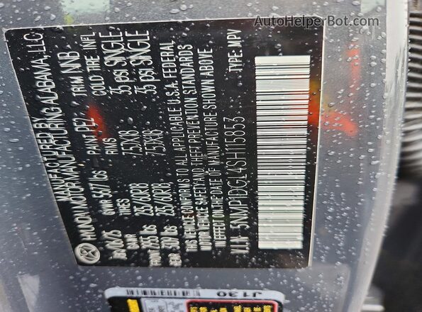 5NMP1DGL4SH115853 2025 HYUNDAI SANTA Gray Vista interior de 360 grados