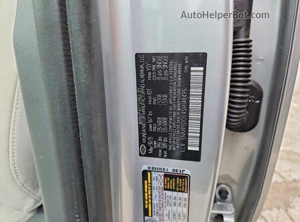 5NMP1DGL4SH148495 2025 HYUNDAI SANTA Silver VIN კოდის სტიკერის ხედი