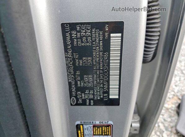 5NMP1DGLXSH112486 2025 HYUNDAI SANTA Gray Vista de la etiqueta del VIN
