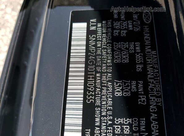 5NMP24G10TH109335 2026 HYUNDAI SANTA Charcoal VIN კოდის სტიკერის ხედი
