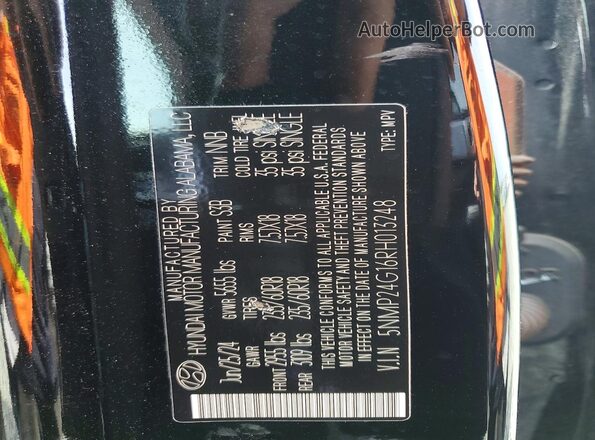 5NMP24G16RH013248 2024 HYUNDAI SANTA Black Vista de la etiqueta del VIN