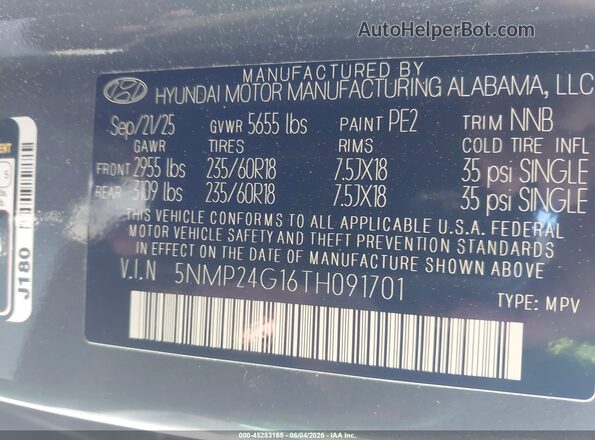 5NMP24G16TH091701 2026 HYUNDAI SANTA FE HYBRID Серый Вид подкапотного пространства