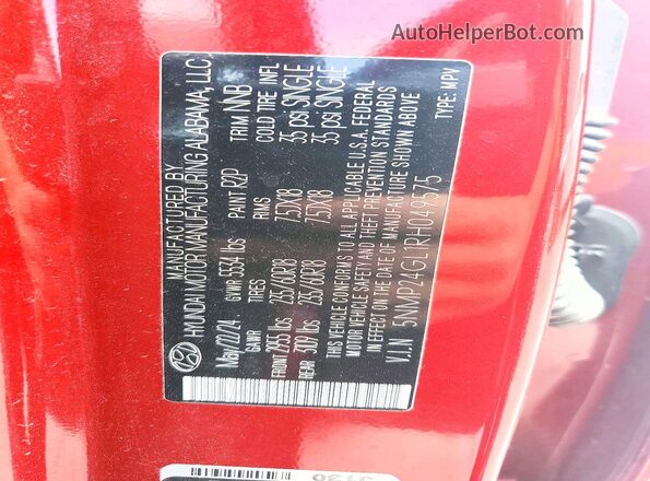 5NMP24GL1RH049575 2024 HYUNDAI SANTA Red 360 interior view