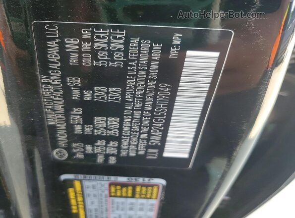 5NMP24GL5SH119049 2025 HYUNDAI SANTA Black Vista de la etiqueta del VIN