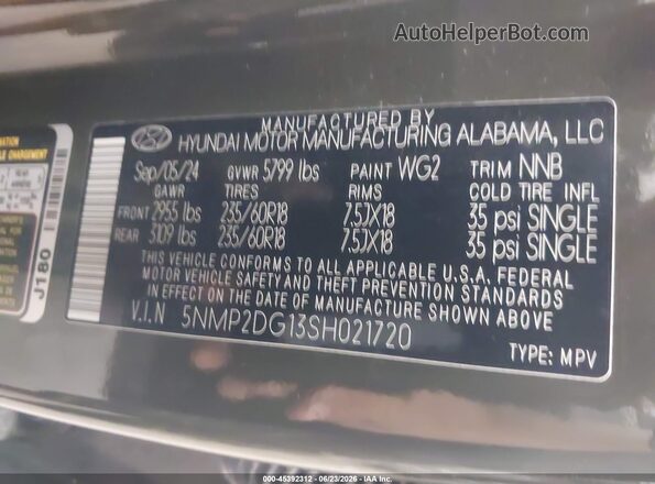 5NMP2DG13SH021720 2025 HYUNDAI SANTA FE HYBRID Green Widok komory silnika