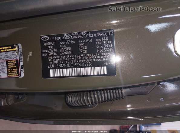 5NMP2DG17SH069236 2025 HYUNDAI SANTA FE HYBRID Green Vista del compartimento del motor