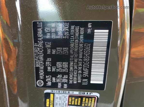 5NMP2DG18SH050632 2025 HYUNDAI SANTA Green 