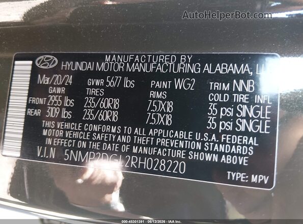 5NMP2DGL2RH028220 2024 HYUNDAI SANTA FE Green Engine compartment view