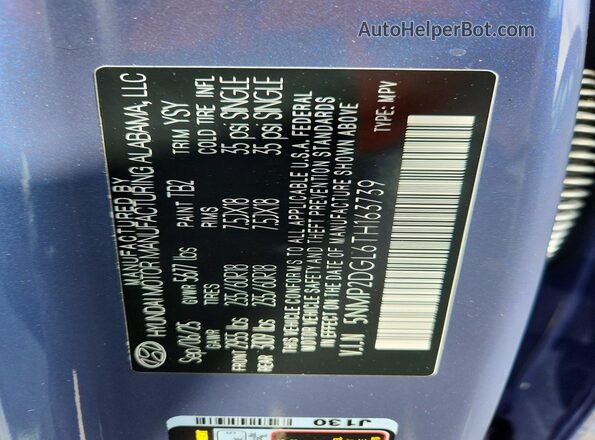 5NMP2DGL6TH163739 2026 HYUNDAI SANTA Blue 360 interior view