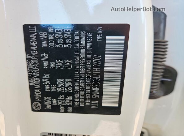 5NMP2DGL7TH192702 2026 HYUNDAI SANTA White 360 interior view