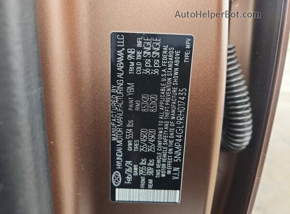5NMP44GL9RH017435 2024 HYUNDAI SANTA Brown ძრავის განყოფილების ხედი