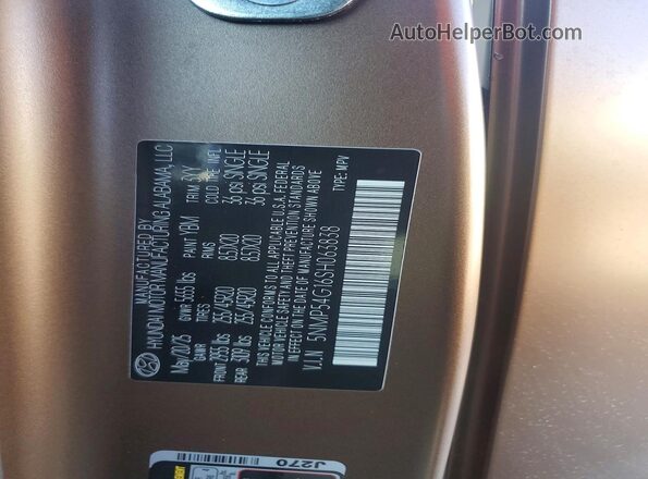5NMP54G16SH063838 2025 HYUNDAI SANTA Brown VIN sticker view
